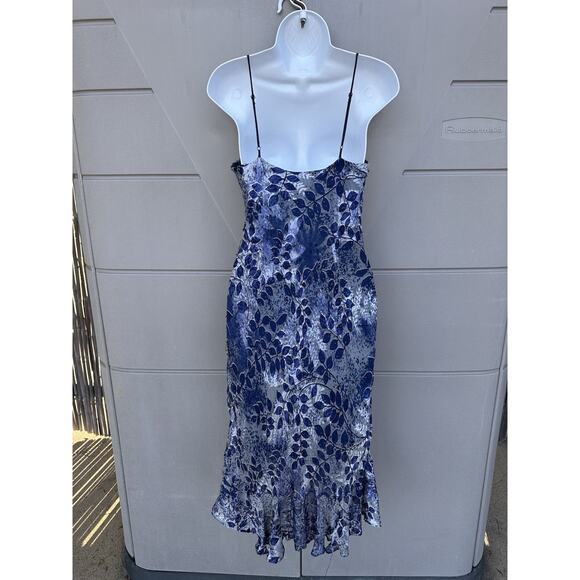 VTG Sue Wong Blue Silk Blend Beaded Dress Ruffle Hem Sz 8 Y2K Whimsical Fairy - Picture 7 of 13